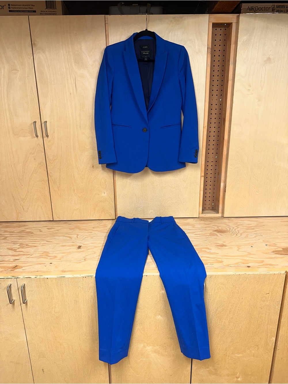 J. Crew Bold Royal Blue Italian Stretch Wool Two-Piece Suit Blazer & Trousers